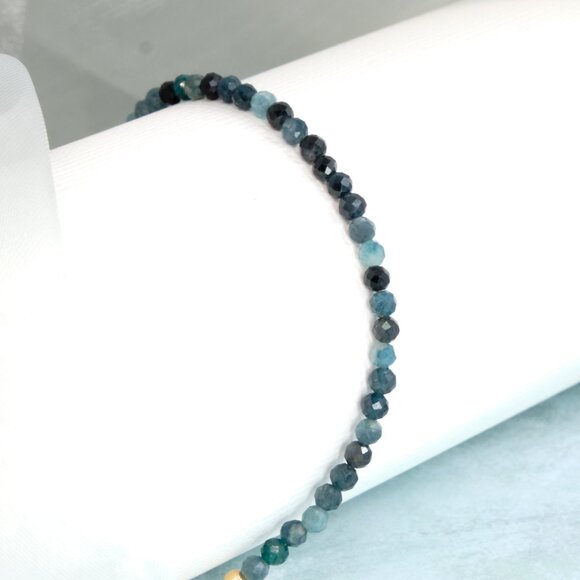 Teal Paraiba Tourmaline Gemstone Bracelet, 14k Gold Filled, Fast Shipping - Picture 6 of 11